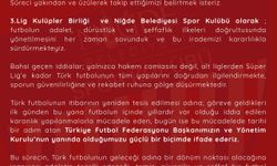 Niğde Belediyespor’dan TFF’ye destek
