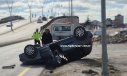 Direksiyon hakimiyetini yitirdi,takla attı!