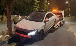 Otomobil refüjdeki ağaçlara çarptı: 2 yaralı