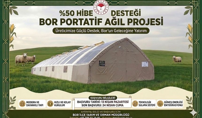 Bor’da üreticilere hibeli çadır desteği