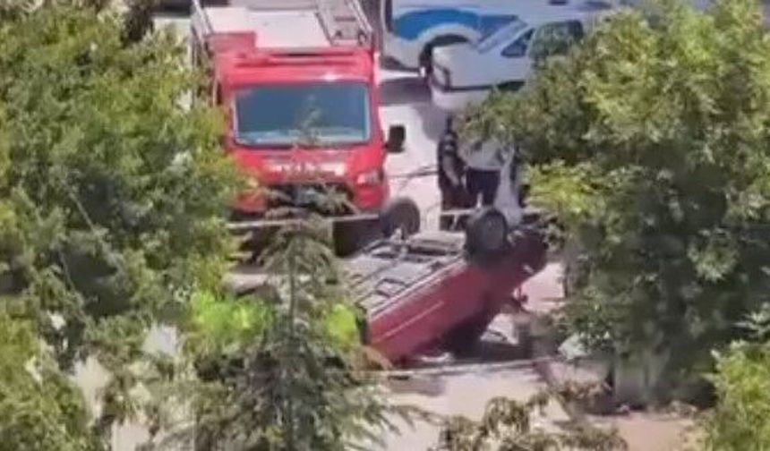 Nar Mahallesi’nde otomobil takla attı! (VİDEO HABER)