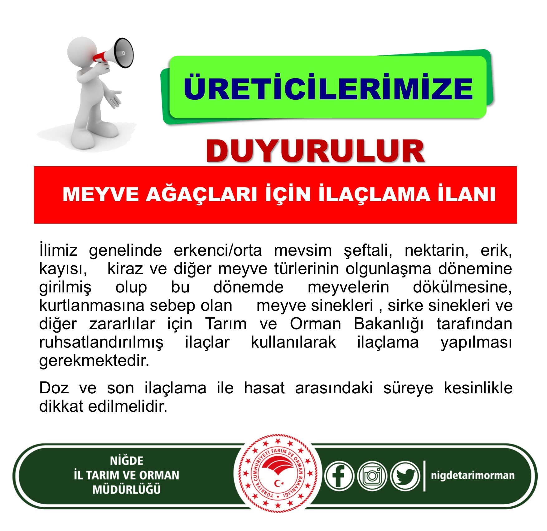 Meyve Zararlıları Için Ilaçlama Duyurusu Ilan Görseli