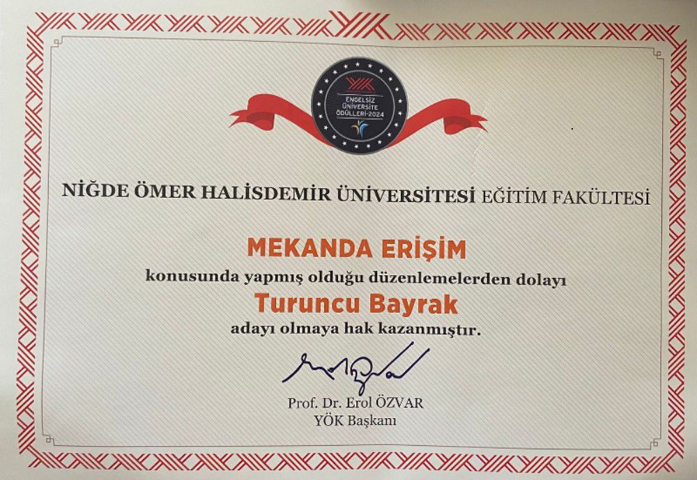 Nöhü Eğitim Fakültesi, “Mekanda Erişim Turuncu Bayrak” Adayı