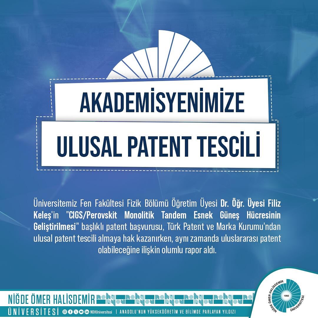 Nohü’lü Dr. Filiz Keleş’e Ulusal Patent Tescili