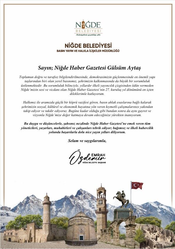 Başkan Özdemir Kutlama Mesajı Pdf Görseli